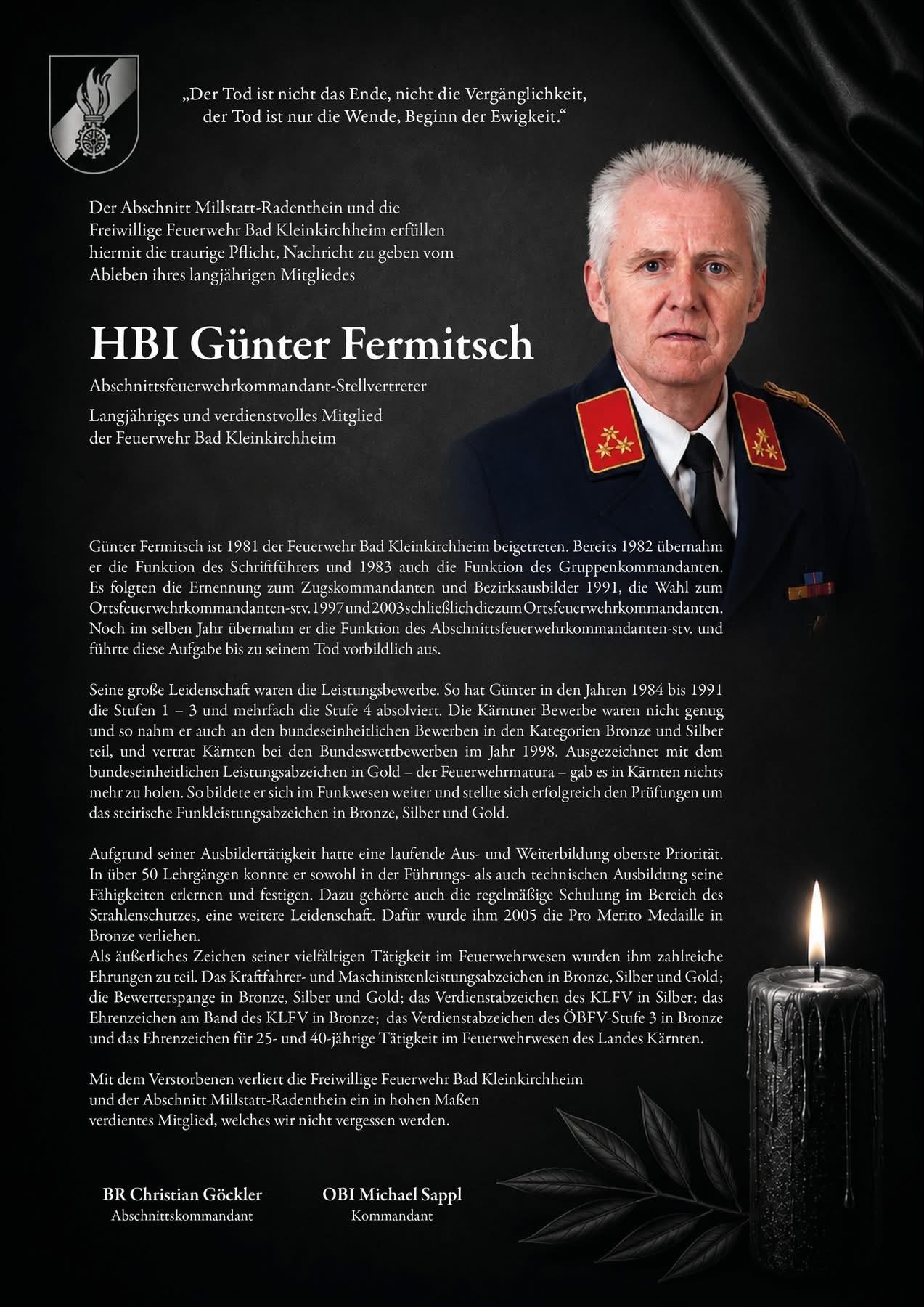 HBI Günter Fermitsch, Abschnittsfeuerwehrkommandant-Stellvertreter, Bad Kleinkirchheim